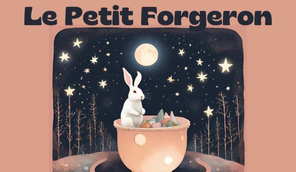 un lapin dans une casserole sous la lune et les étoiles